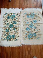 2 Vintage Blue Floral Hand Towel Set  picture
