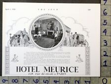 1928 HOTEL MEURICE PARIS RUE DE RIVOLI TRAVEL TOURISM RAOUL AUGER ART AD FILEB76 picture