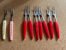 Vintage 1960's Stainless Steel Cocktail Pickle Forks Set x 9 picture