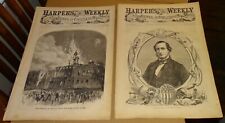 Two 1858 Harper's Weekly (August 21 & 28) Burning of City Hall New York, etc. picture