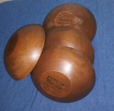 Set of 4 wood bowls vintage WOODCRAFTERY MADE IN AMERICA ovoid RUSTIC rare EUC picture