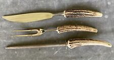 Vintage Anton Wingen Jr Knife Stag Carving 3pc Cutlery Set Solingen Germany picture