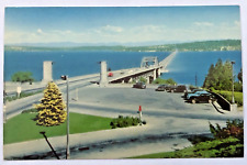 Lake Washington Floating Bridge Aerial View Vintage Cars Seattle WA Postcard picture
