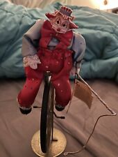 1970’s Vintage Victoria Impex Clown On Unicycle w/ Pole Porcelain And Stuffed picture