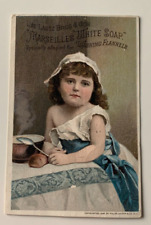 1887 Victorian Trade Card Lautz Bros Marseilles Soap girl Otego NY Variety Store picture