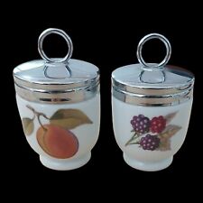 Matching Pair Vintage Royal Worcester England Egg Coddler Cups Fruit Exc Cond picture