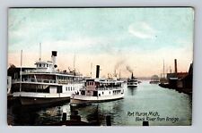 Port Huron MI-Michigan, Black River From Bridge, Antique, Vintage Postcard picture