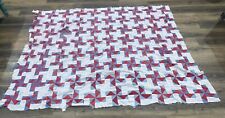 VINTAGE RED & BLUE HAND STITCHED CUTTER  QUILT Top 64x84 Crafts,project picture
