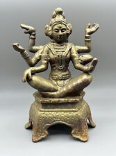 Vintage Cast Iron Six Armed Hindu Goddess Metal Sculpture Heavy 9in” picture