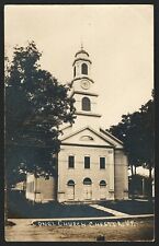 RPPC Congregation Church Chester Vermont Offset View Clock Tower Visible 1909 picture
