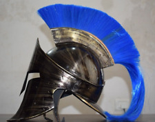 Antique Steel King Leonidas Greek Spartan 300 Movie Helmet With Blue Plume Gift picture