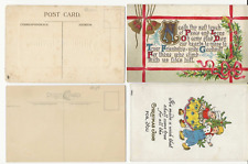 Four vintage greeting post cards, 2 used with stamps attached dated 1911 & 1918 picture