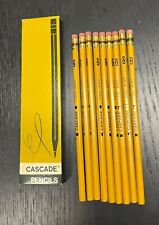 Lot of 9 Vintage Pencils CASCADE C120 #2 Soft Unsharpened Yellow Wooden w/ Box picture