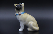 Antique 19th Century German Bisque Porcelain Pug Dog Figurine with Blue Collar picture