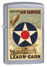 Zippo Military Poster, Join the Air Service Lighter, Street Chrome NEW IN BOX picture
