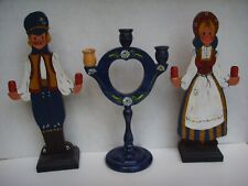 Vintage Swedish Candle Holder Wooden Folk Art Sweden Scandinavian Dolls Lot picture