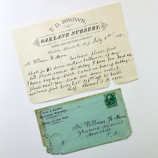 1882 T D Brown Oakland Nursery Letter & Cover 3 c Stamp Clarksboro, NJ picture