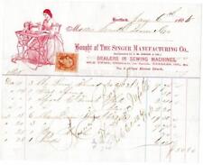 Singer Sewing Machine Co 1866 Pictorial Billhead Hartford,CT~Civil War Tax Stamp picture