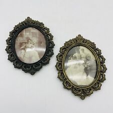 Set Of 2 Antique Metal Photo Frames With Family Photos picture