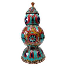 Amber Tibetan Stupa Candy Stand Buddhist Nepal Turquoise Coral Stone Copper Work picture