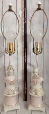 Pair Cordey Corday Lamps Victorian Bust Man & Women Lace Style Mid Century 1940s picture