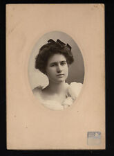 from ALBUM * CABINET CARD oval photo LADY id LORA McNEFF * Studio Webster IA picture