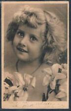 AQ068 BLOND CURLY HAIR EDWARDIAN GIRL Portrait Tinted PHOTO pc 1905 picture