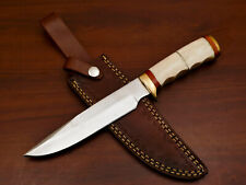 CUSTOM HAND MADE D2 BLADE STEEL BOWIE HUNTING KNIFE- CAMEL BONE/WOOD - HB-81 picture