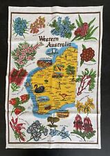 Vintage ‘80s Linen Souvenir Tea Towel Western Australia picture