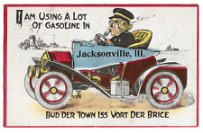 Jacksonville, IL Illinois 1913 Postcard, Greetings From Type with Automobile picture
