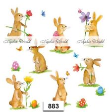 (883) TWO Paper Luncheon Decoupage Art Craft Napkins - RABBIT BUNNY EASTER EGGS picture