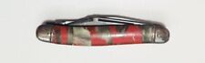 Antique Triple Blade Pocket Knife Red, Gray, Black Celluloid Handle, Patent Nos. picture