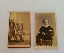 2 Vintage 1800s Cabinet Photo Cards of Children by C.B. Mills Manchester, Ia. picture