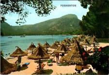 Mallorca, Spain  FORMENTOR BEACH SCENE   Thatched Shade Huts  4X6 Postcard picture