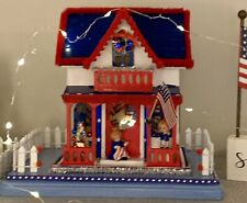 Wooden July 4th Glitter House Village Birdhouse American Decor Independence Day  picture