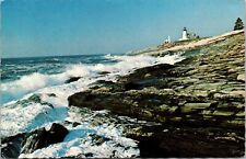 Permaquid Point Light Maine Me Lighthouse Color View Unposted Postcard picture