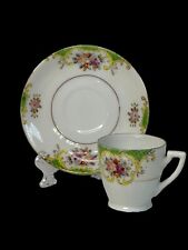 Chikaramachi Hand Painted SM Tea Cup Saucer Set Porcelain Gold and Floral Japan picture