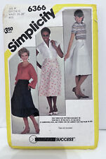 1983 Simplicity Sewing Pattern 6366 Womens Back-Wrap Skirts 3 Styles 10-14 Vtg. picture