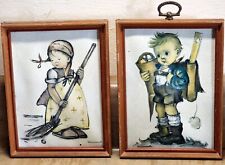 2 Vintage Hummel Prints Boy & Girl Made In W. Germany Framed 4x6 Inch See Pic. picture