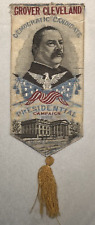 1888 Grover Cleveland Woven Silk Campaign Ribbon Democrat picture