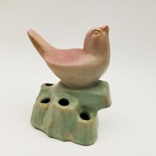 Rosemeade Wahpeton Pottery ND (?) Pink & Green Bird Flower Frog Unmarked picture