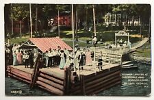 NY Postcard Lake George New York Steamer Landing Cleverdale Horicon Lodge people picture