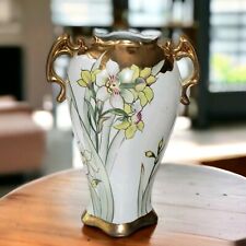 Vintage RS Reinhold Schlegelmich Handled Vase Gold Outlined Daffodils picture