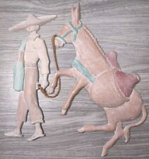 Vtg HOME INTERIOR Southwest Man Pulling His Donkey Pastel METAL WALL HANGING picture