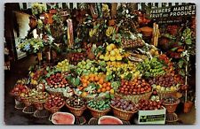 Produce Farmers Market Los Angeles California Fruit Vegetables Cancel Postcard picture