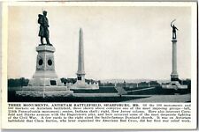 Three Monuments, Antietam Battlefield, Sharpsburg MD Vintage Postcard B08 picture