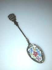 Vintage Silver Tone Enamel Spoon/ Czechoslovakia picture