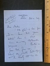 Signed Letter By E.F. Benson UK Author 1939 7”x5” picture