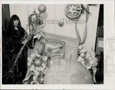 1990 Press Photo Mary McCabe of Children's Theatre stands on stage set. picture