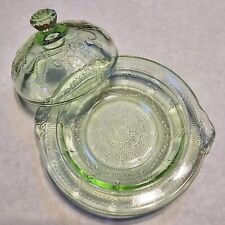 Antique Hocking PRINCESS GREEN DEPRESSION GLASS BUTTER DISH with LID picture